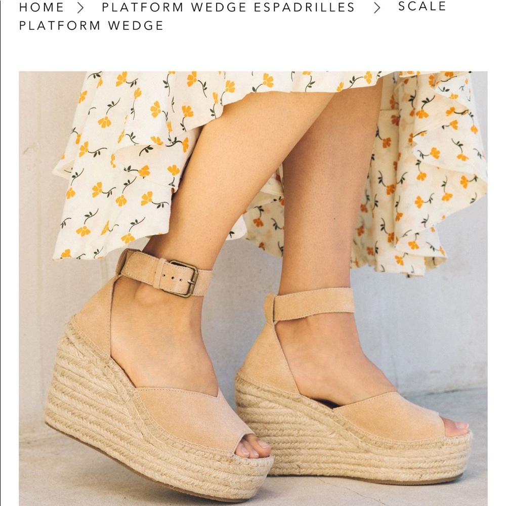 Never worn Suede Soludos Positano Platform Wedges